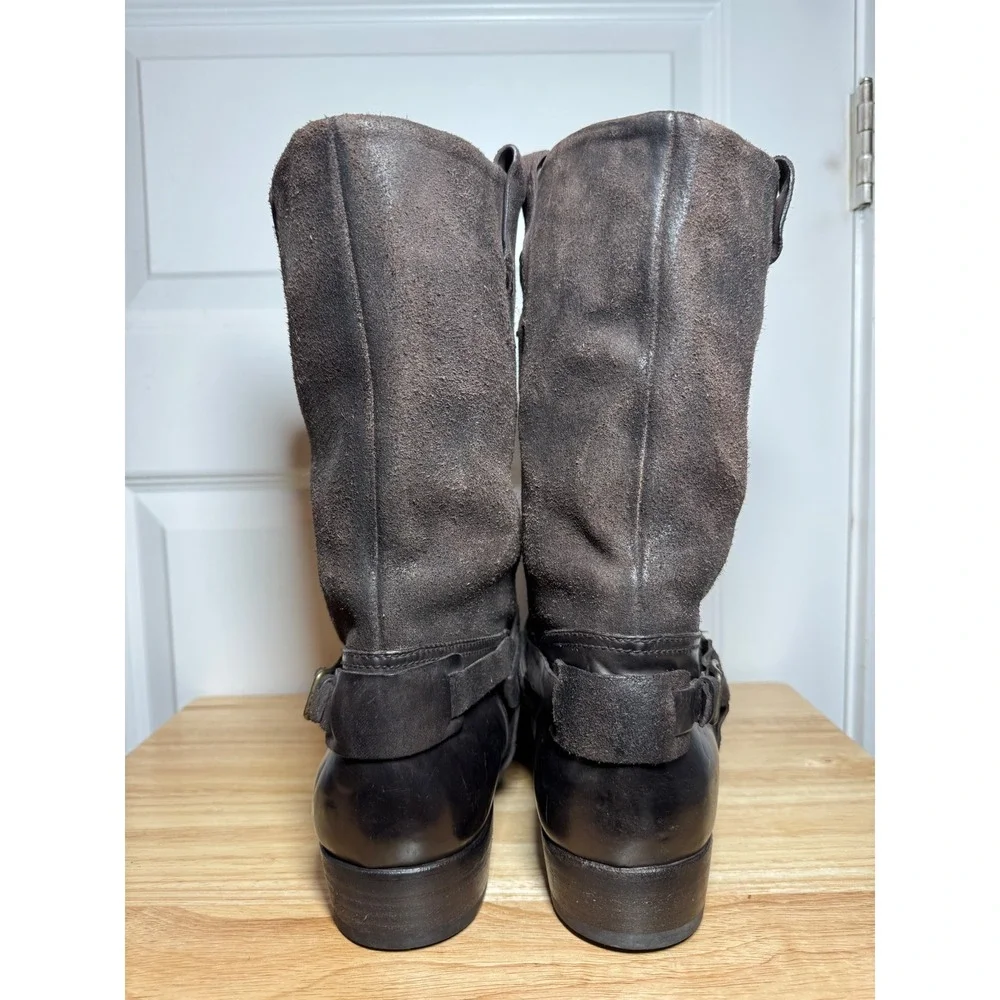 Ralph Lauren Purple Label Mens Brown Leather Suede Harness Engineer Boots 11.5D